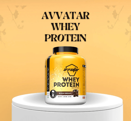 Avvatar whey protein Review jar place on white stand